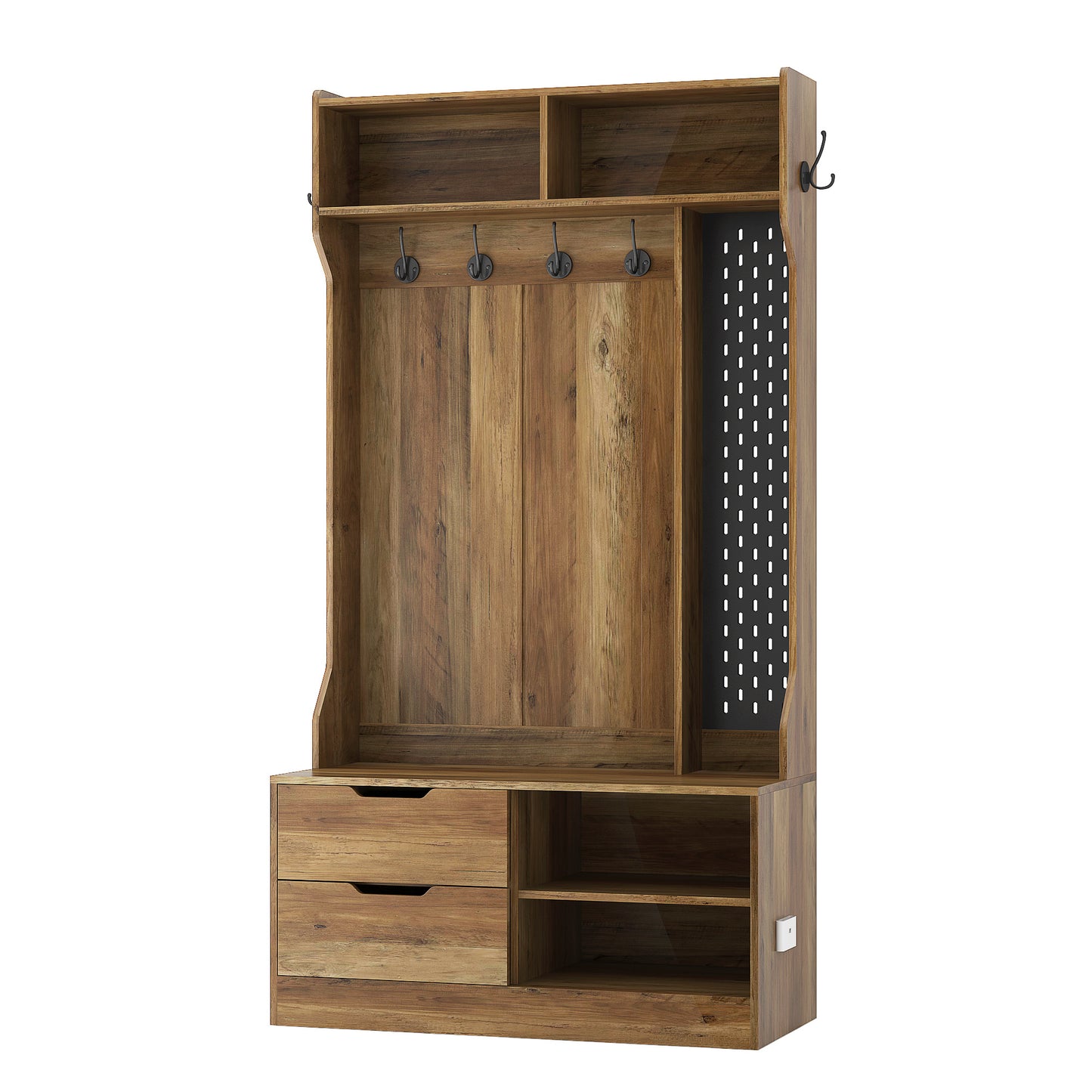 Hall Tree With 6 Hooks,Coat Hanger, Entryway Bench, Storage Bench,for Entrance, Hallwa,brown