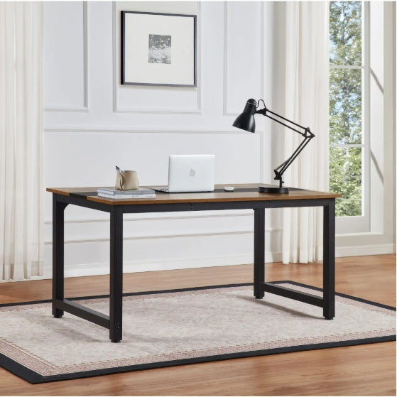 Computer Desk Large Office Desk, 59.8 Inch / 70.9 Inch Gaming Desk Writing Desk Work Desk For Home Office, Study, Modern Simple Wooden Desk, Large Legroom, Metal Frame, Rustic Black
