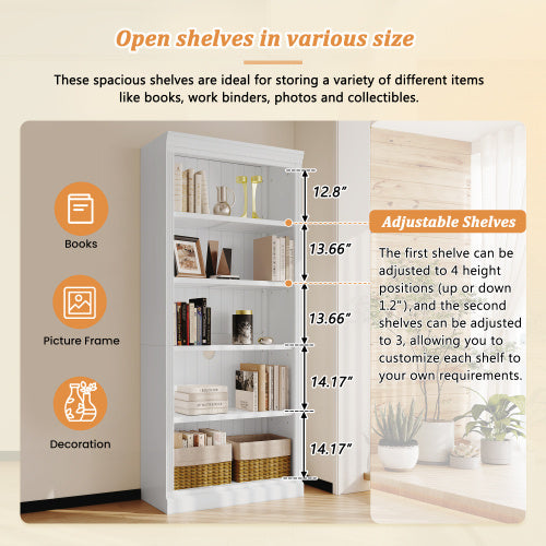 5 Tiers Of Home Decor Bookshelves - White