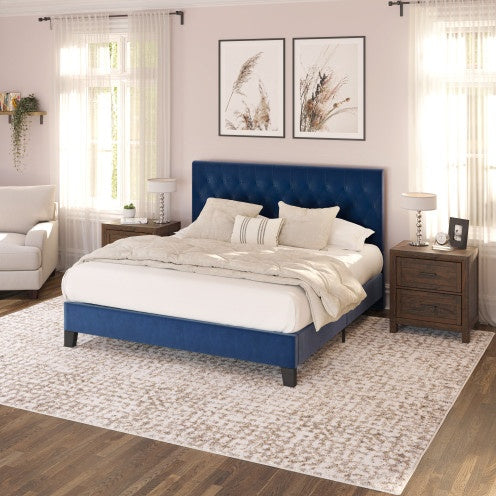 Luma Blue Queen Upholstered Bed Wallace Bay