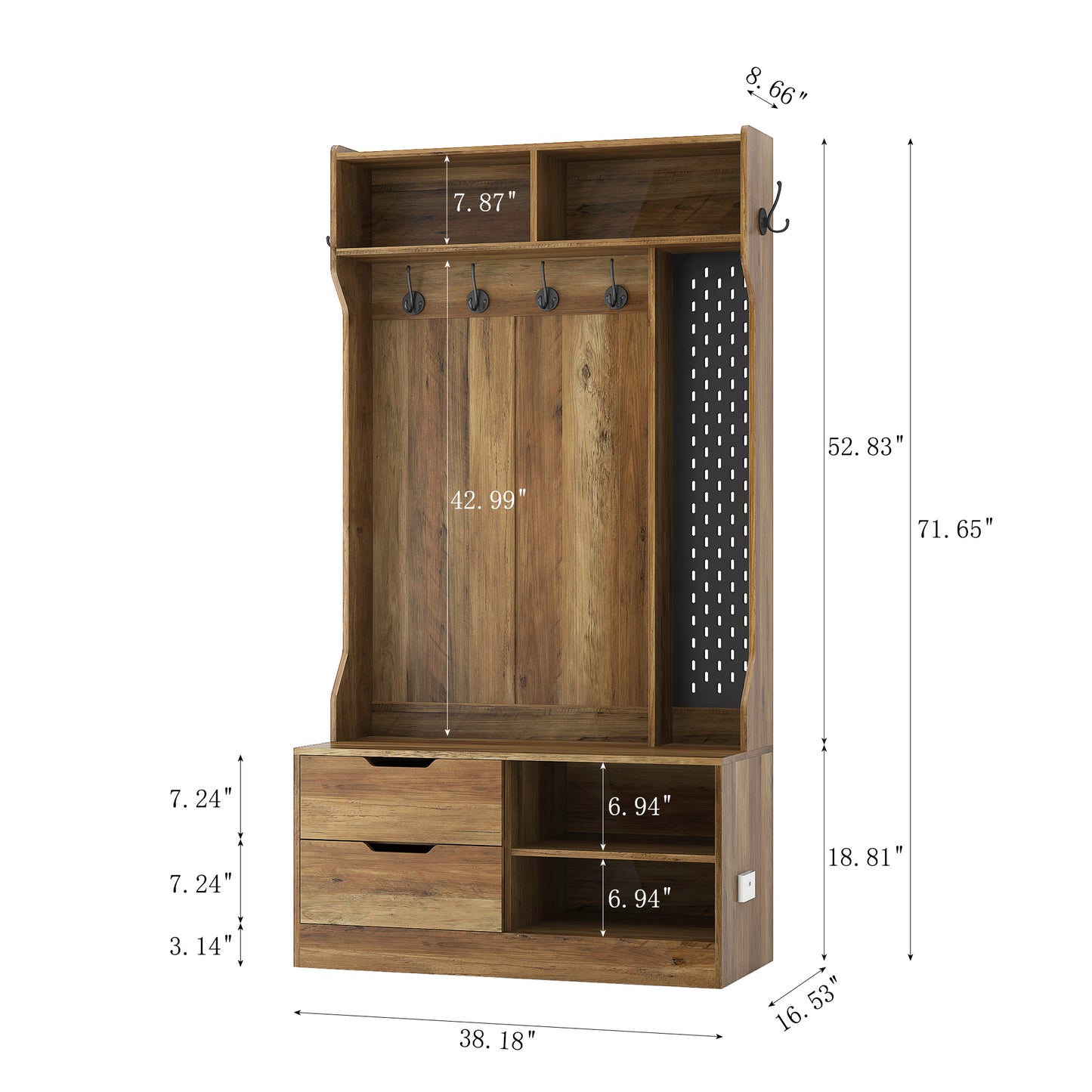 Hall Tree With 6 Hooks,Coat Hanger, Entryway Bench, Storage Bench,for Entrance, Hallwa,brown