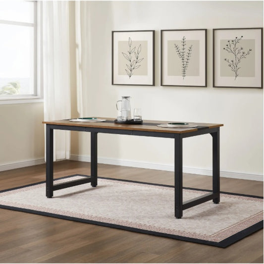 Computer Desk Large Office Desk, 59.8 Inch / 70.9 Inch Gaming Desk Writing Desk Work Desk For Home Office, Study, Modern Simple Wooden Desk, Large Legroom, Metal Frame, Rustic Black