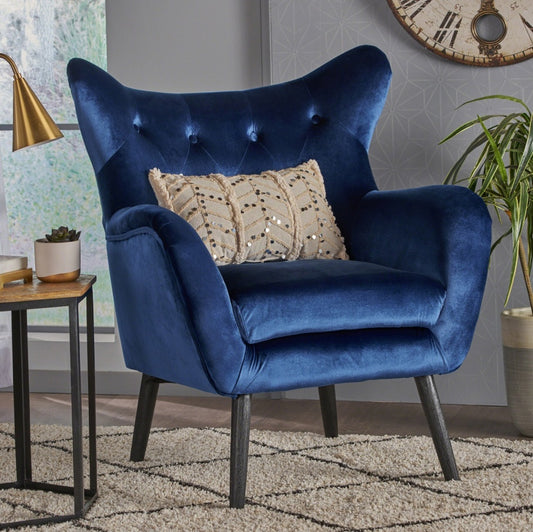 Velvet Navy Blue Arm Chair