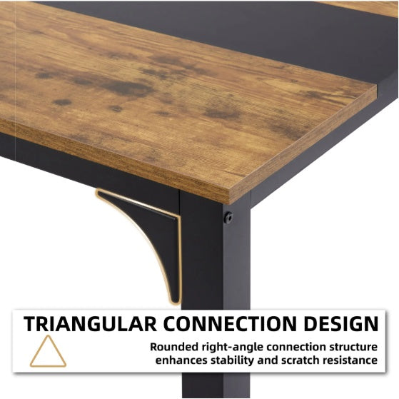 Computer Desk Large Office Desk, 59.8 Inch / 70.9 Inch Gaming Desk Writing Desk Work Desk For Home Office, Study, Modern Simple Wooden Desk, Large Legroom, Metal Frame, Rustic Black