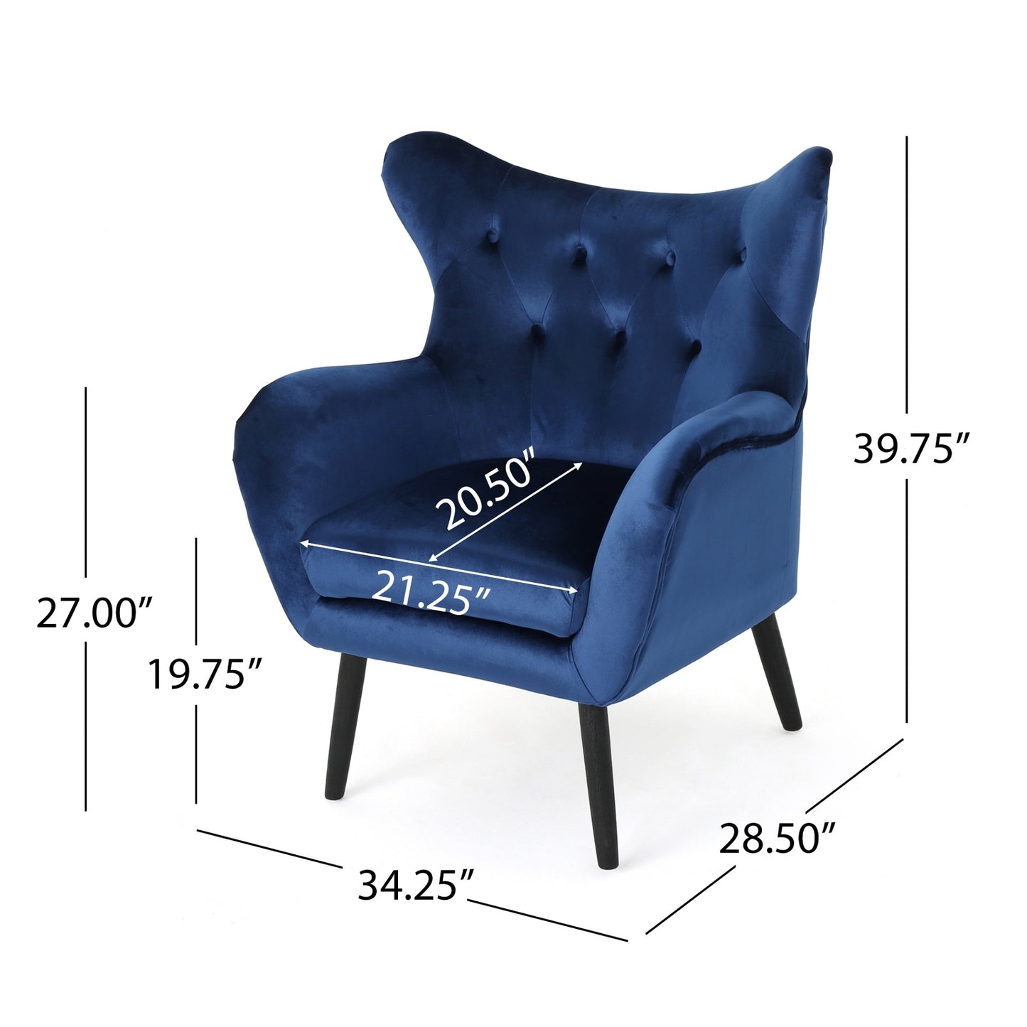 Velvet Navy Blue Arm Chair