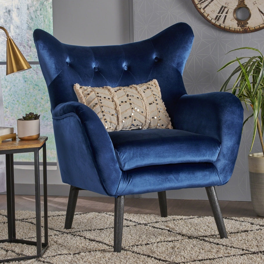 Velvet Navy Blue Arm Chair