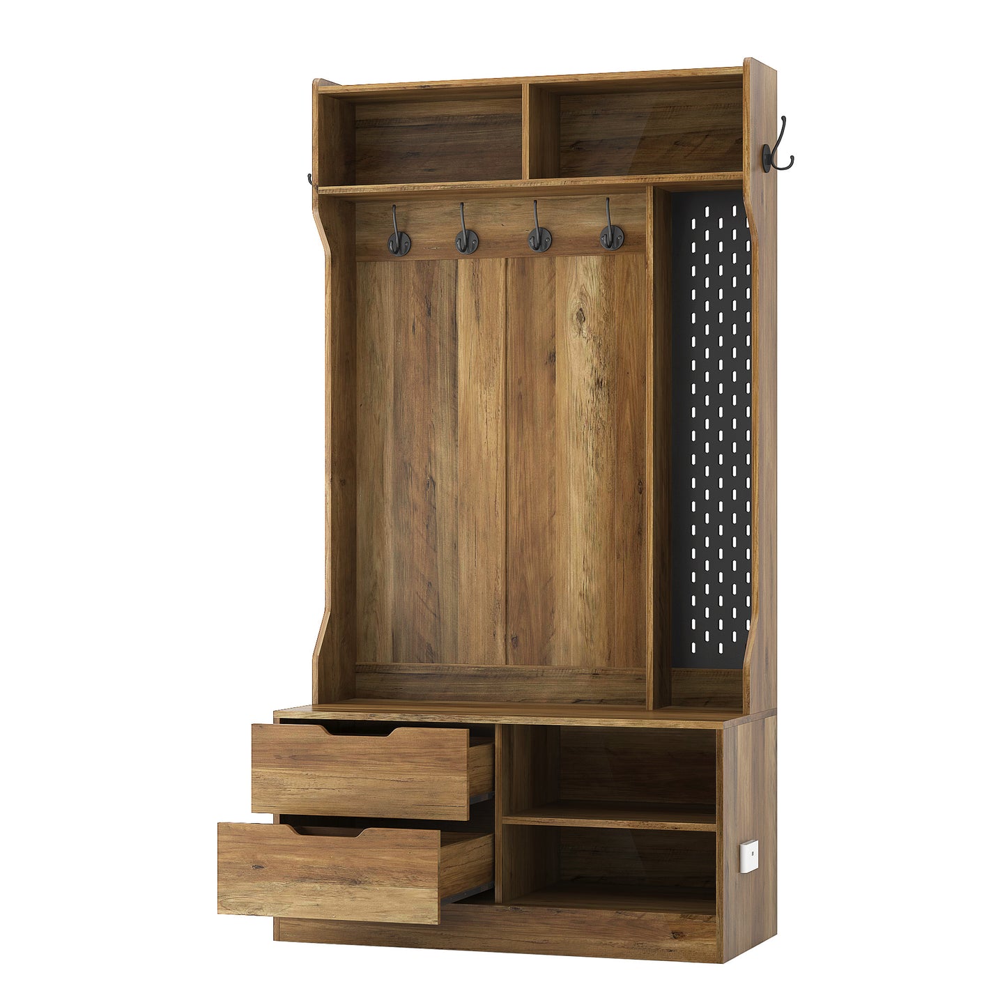 Hall Tree With 6 Hooks,Coat Hanger, Entryway Bench, Storage Bench,for Entrance, Hallwa,brown